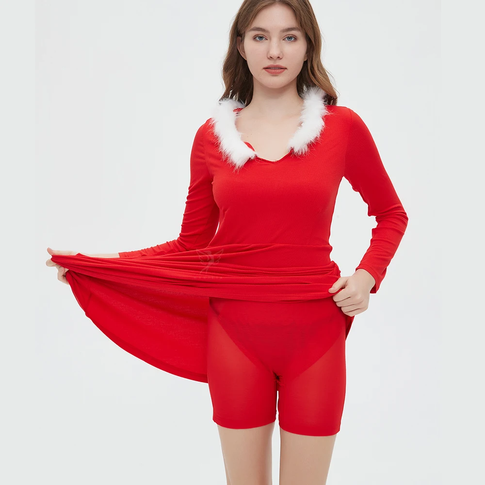 Hygieia Cute style Xmasdress with hat Christmas performance clothes Eve party dress for Women