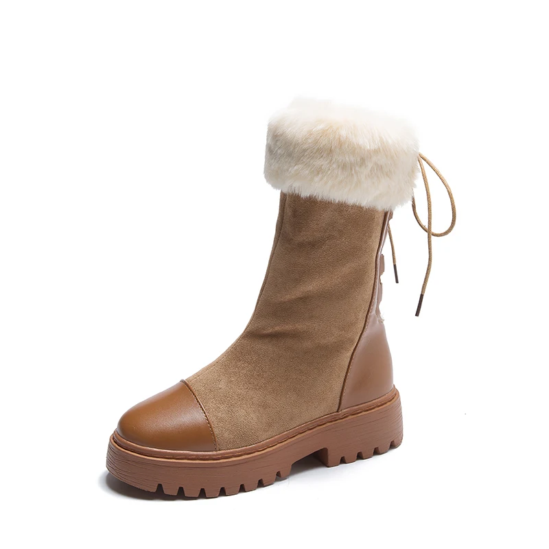 
Зимние Повседневные Плюшевые замшевые черные коричневые снегоступы кроссовки для женщин 