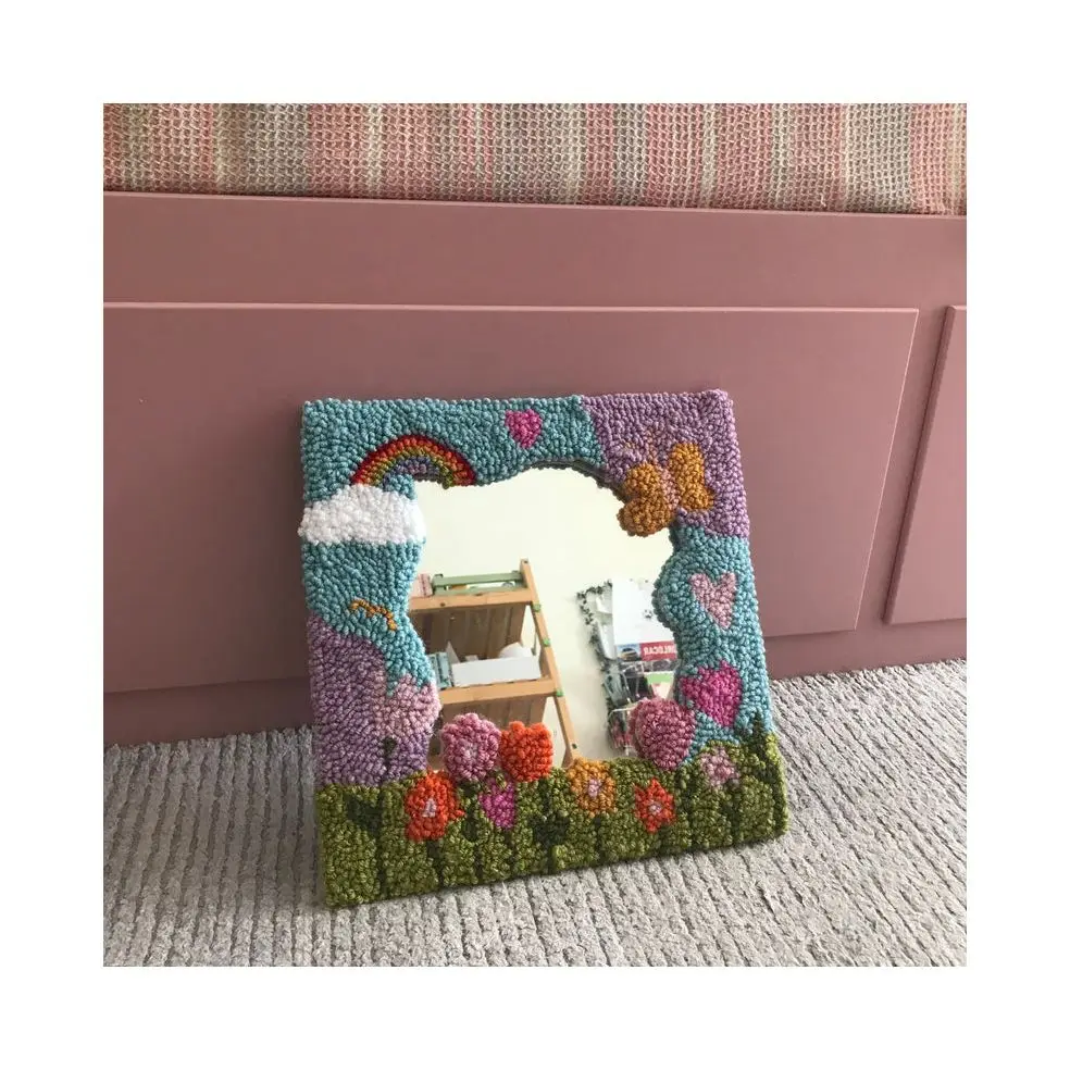 Highly recommend thoughtfully packaged mug rug punch needle tufted mirror for a great gift