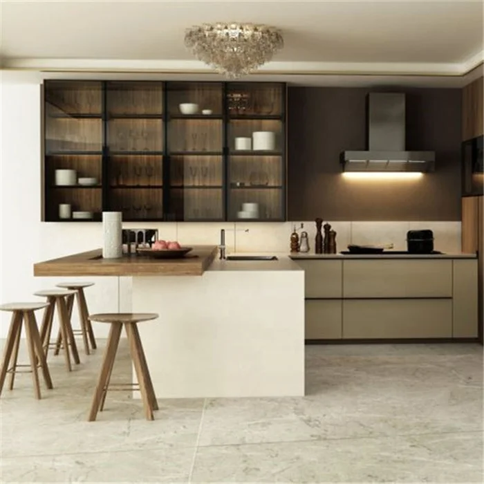 DAIYA modern New wood veneer kitchen cabinet