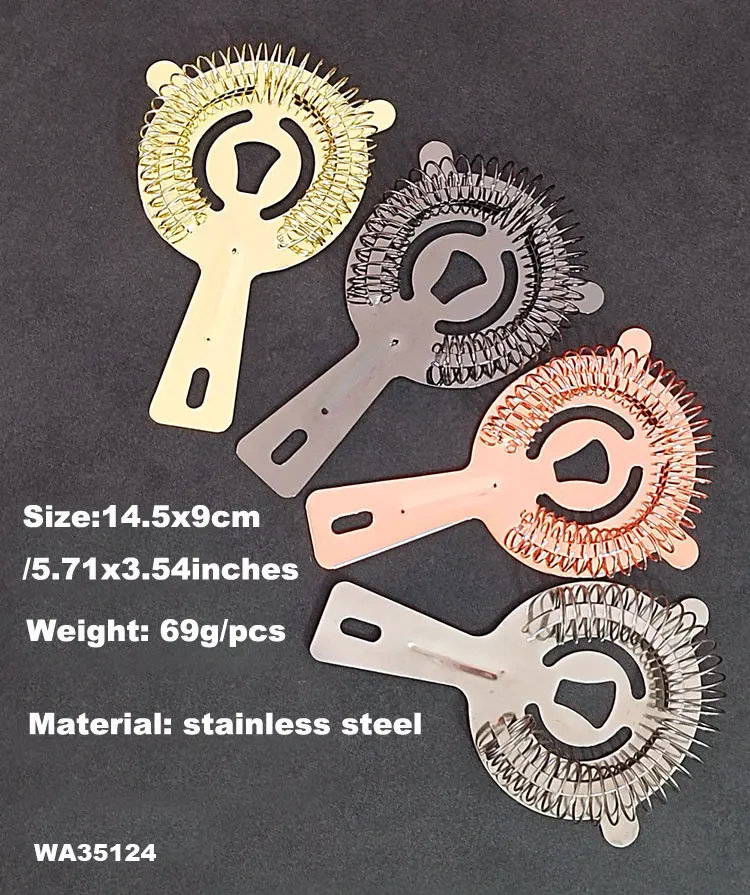 Factory Bartender Filter Ice Separator Drinks Hawthorn Martini Conical Julep Strainer Cocktail Stainless Steel Ice Strainer