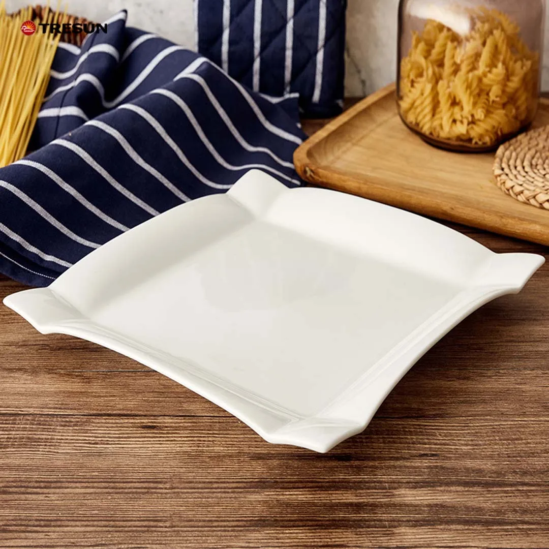 wholesale factory sale restaurant hotel serving ceramic square dinner plate dish for catering