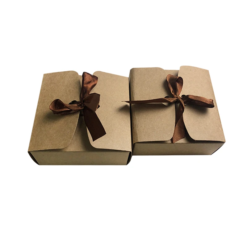 New design pastry cookie paper box chocolate chip cookie packaging box brown white custom color with ribbons