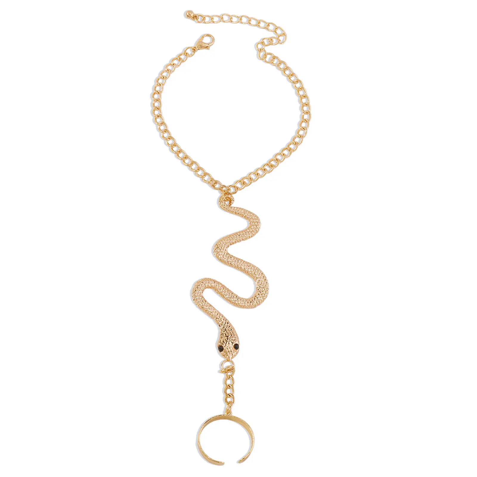 Hand chain Bracelet slave bracelet with zircon Freely adjustable wrist and ring size Snake shape Party jewelry