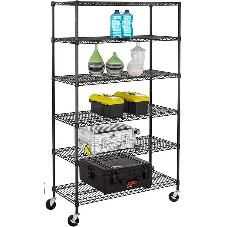 Factory Hot Sale Wire Shelving Storage Display Stand With 4 Wheels For Kitchen Storage Home Storage