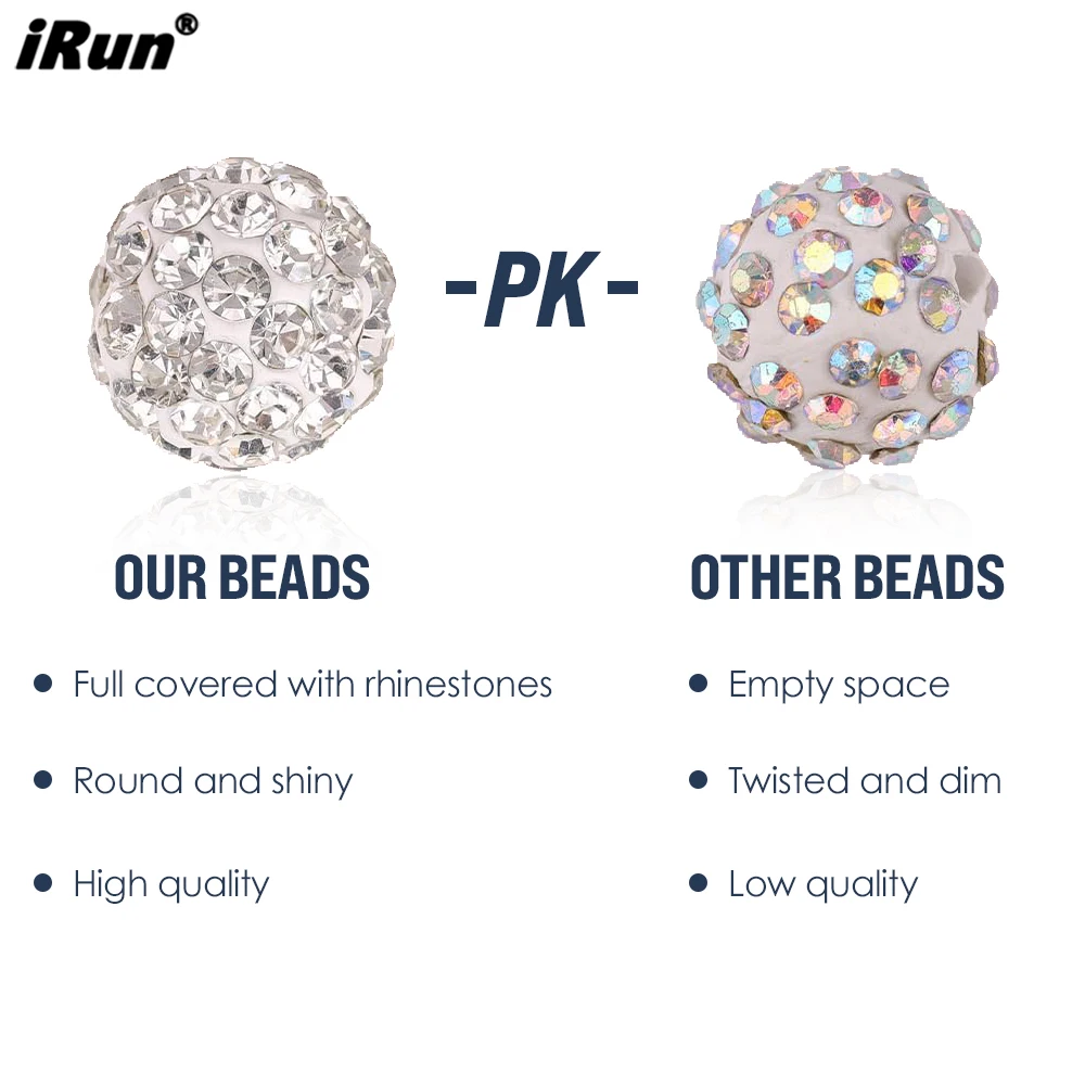 iRun Sparkly Rhinestone Bracelets Bling Shamballa Bead Elastic Colorful Bracelet Disco Ball Jewelry Bracelet