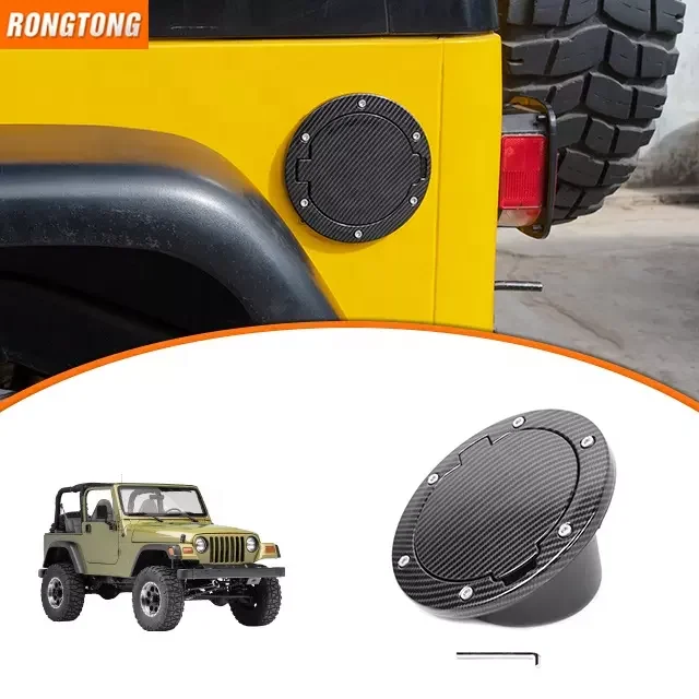 Carbon Fiber Car Accessories Filler Fuel Door Guard Fuel Tank Cover for Jeep Wrangler TJ 1997-2006