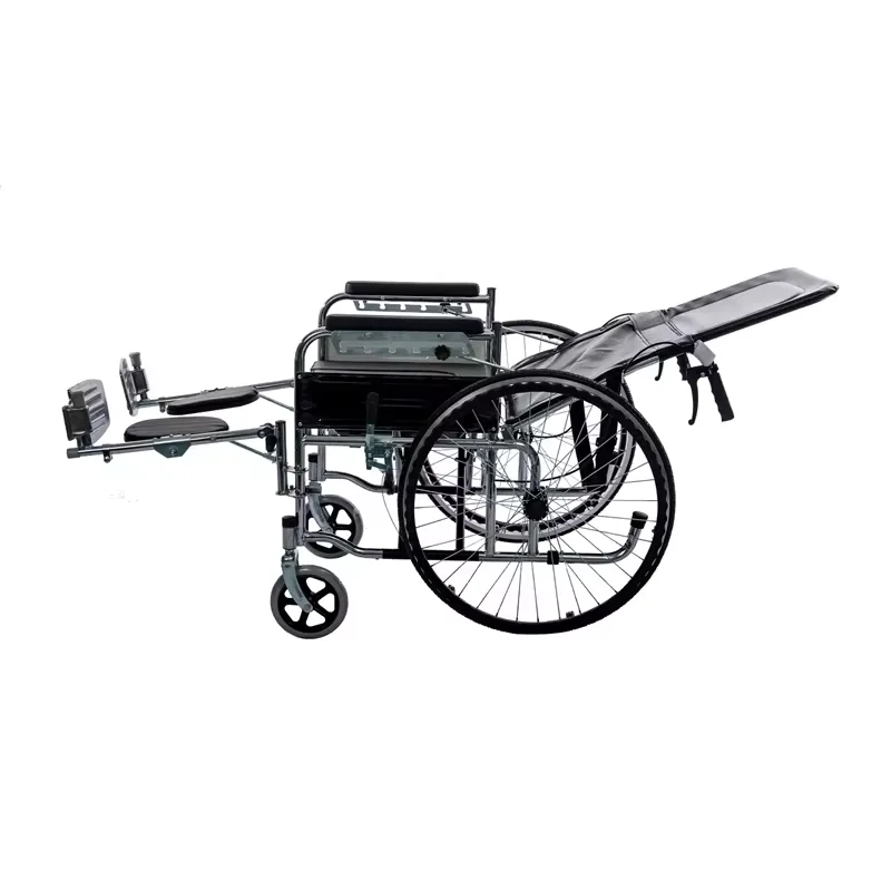 Reclining Multi-Function Portable Outdoor Transport Wheel Chair Foldable Travel Commode Wheelchair