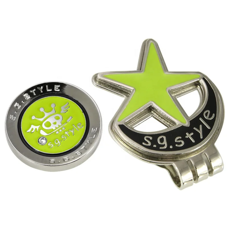 Custom metal magnetic hat clips with crystal ball marker, lady hat clip set