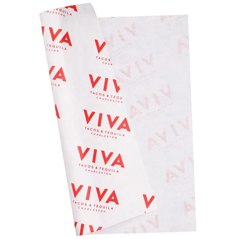 Food grade waxed paper oil proof, custom logo printed oil proof paper for food packaging