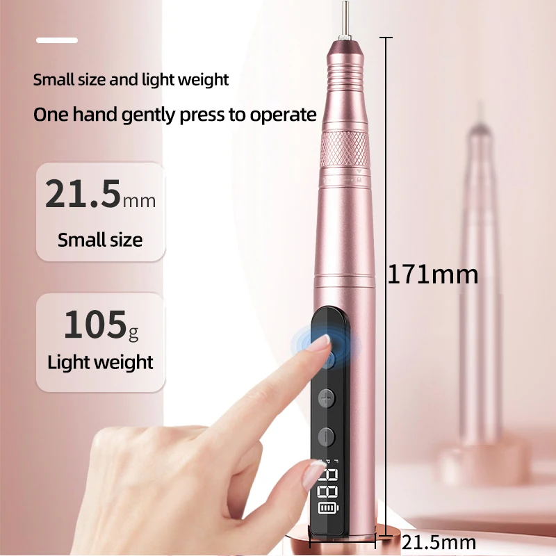 Wholesale LED Display Electric Nail Drill Rechargeable Nail Drill Machine 35000RPM Professional Manicure Machine USB Cable 5V1A