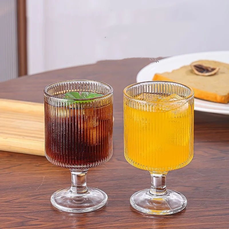 Wholesale 8oz 250ml Vintage Glass Goblet with Stem Old Fashioned Design for Wine Juice Beverage