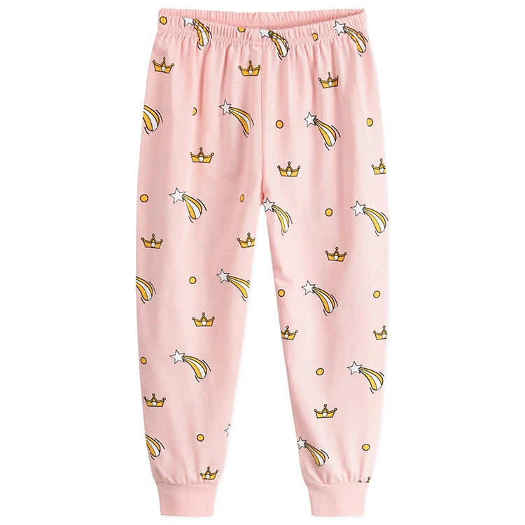 
Cartoon animal print kids sleepwear long sleeve girls pajamas set 