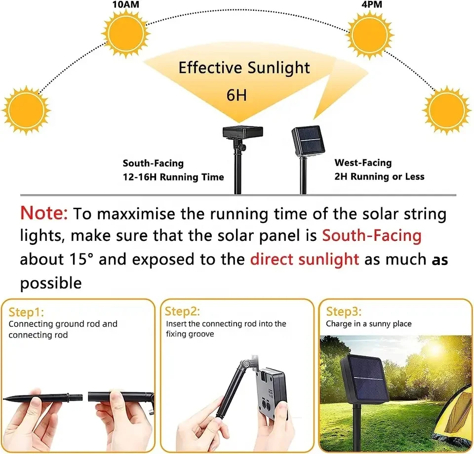 Waterproof led solar Copper Wire christmas tree lights string High Quality  Holiday Lighting Christmas outdoor Decoration