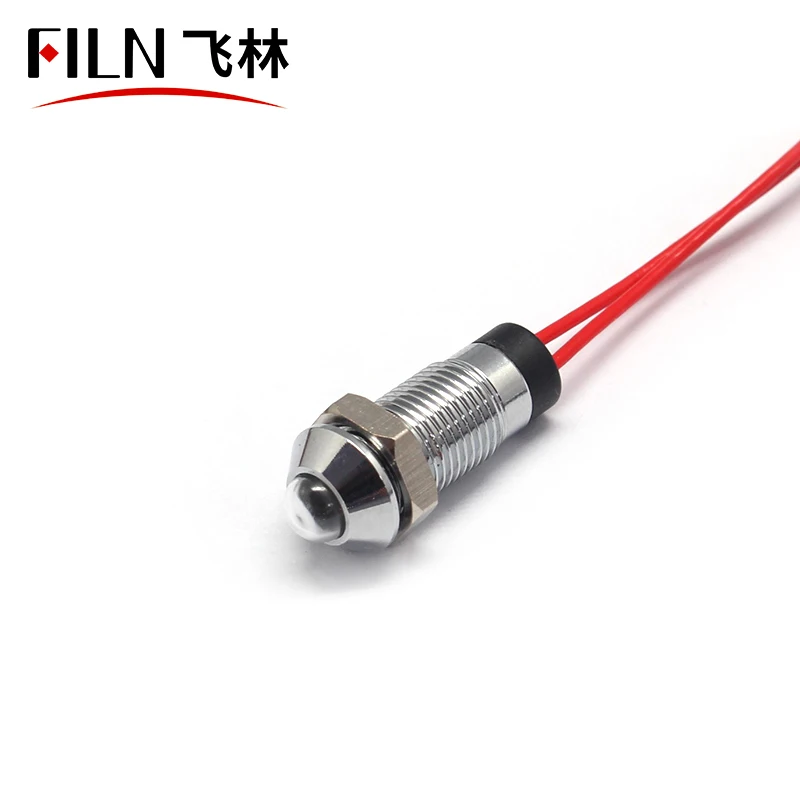 CE metal 8mm led indicator  24v 120v 220v pilot light red 12v led signal light with 20 cm cable