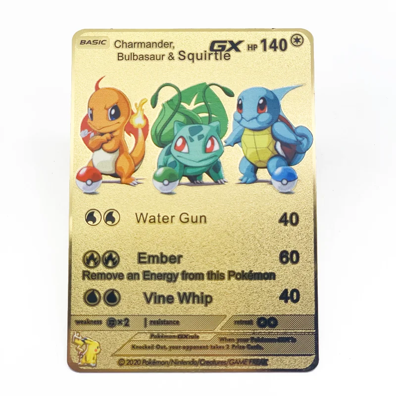 Лидер продаж карточки Charizard blastise Venusaur Gold Metal Monster Vmax 1-го выпуска Карманные