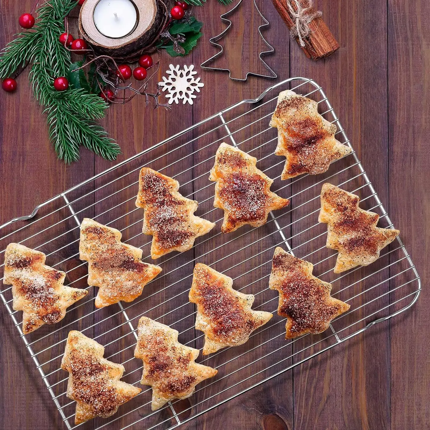 Durable Cooking Roasting Cookie Sheet Pan and Rack Set Baking Tray Stainless Steel Baking Pan with  Cooling Rack