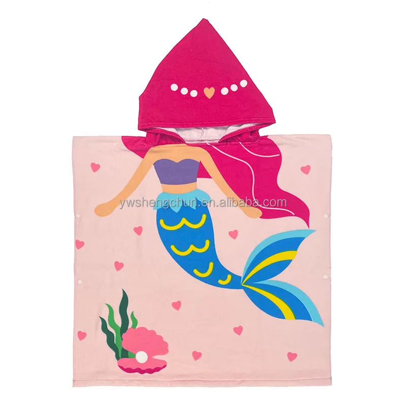 Zhejiang Kids Printed  Children Hood Microfiber Private Label Premium Hooded Baby Towel With Head Child Poncho Hooded Towel