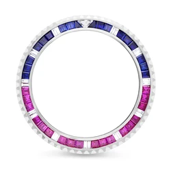 Custom Aftersales Market Stainless Steel Watch Bezel with Diamonds and Ruby & Sapphires for Sub//--mariner