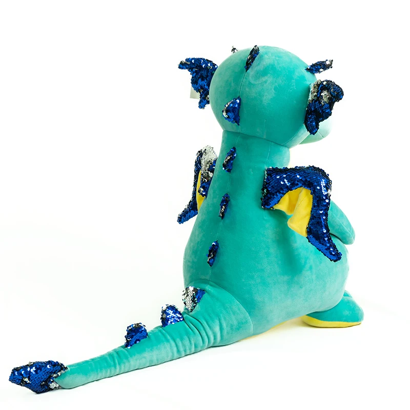 Top Ranking Dragon Plush Doll Winged Dragon Stuffed Toy with Shimmering Sequins on Wings and Ears