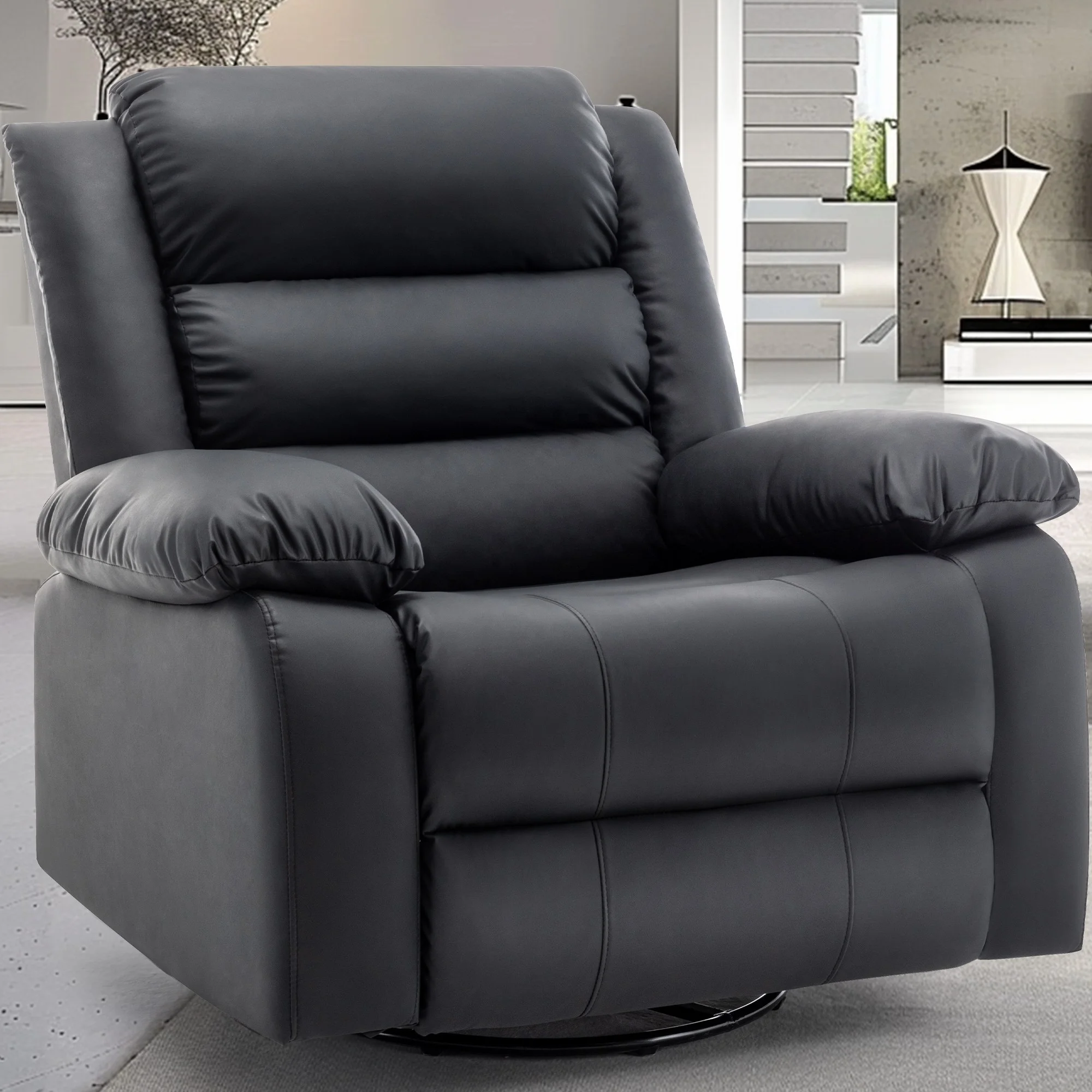 KORSER Furniture Air Leather Reclining Synthetic Leather Power Recliner For The Large People