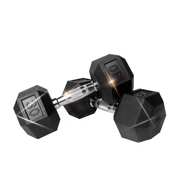 Gym fitness free weights hex rubber coated gym powerlifting 5 kg dumbbell