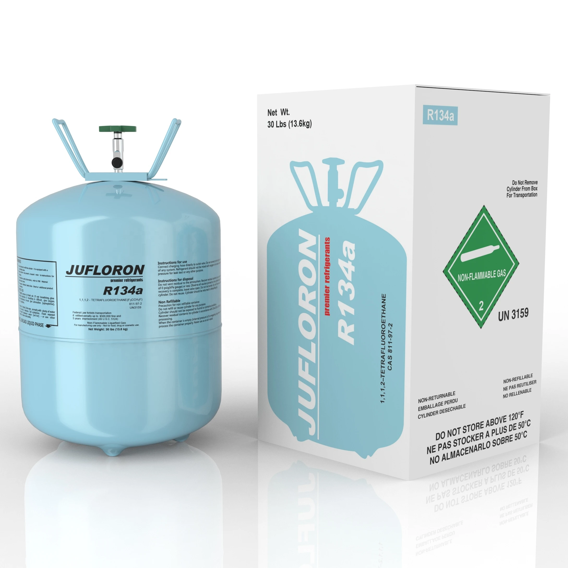 Высококачественный цилиндр 99.9% чистоты R134A, 13,6 кг, газ хладагента r134a, низкая цена