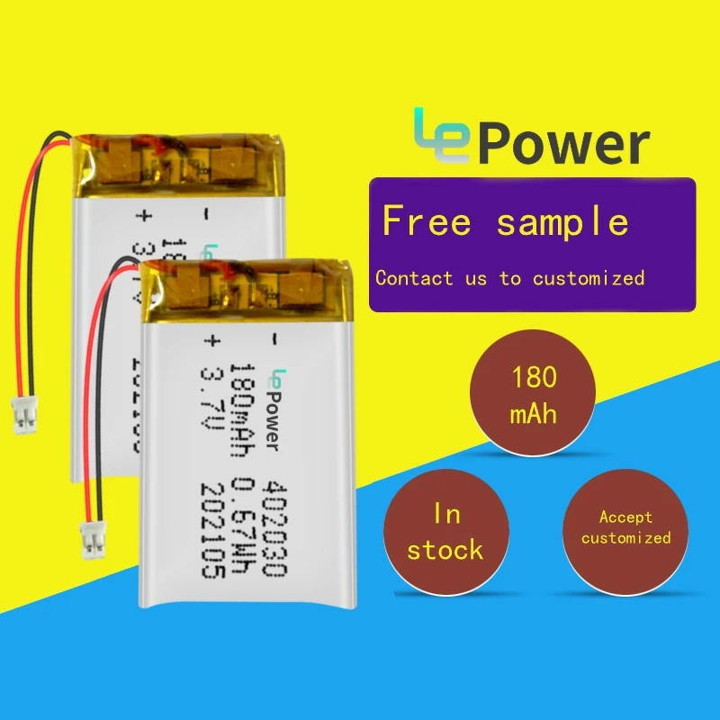 402030 3.7V 180mAh Lipo Lithium Polymer Battery Cell Rechargeable Battery for Electric Product