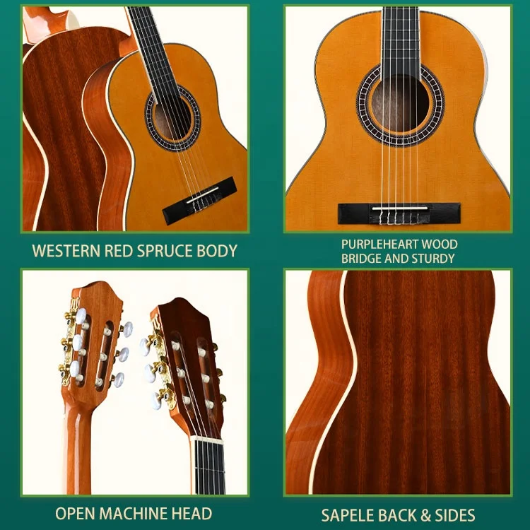 Best Price classical guitar 36 inch Spruce wood guitar for beginners students