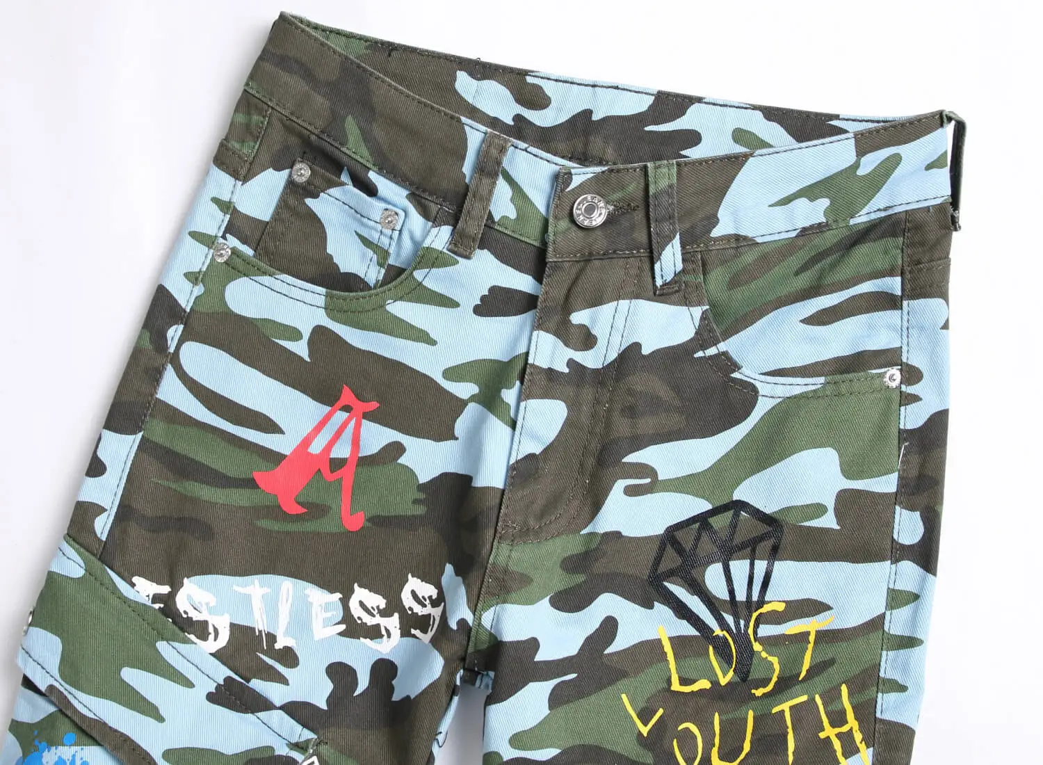 Streetwear OEM Tapered Mens Camouflage Custom Denim Jeans For Pants Jeans