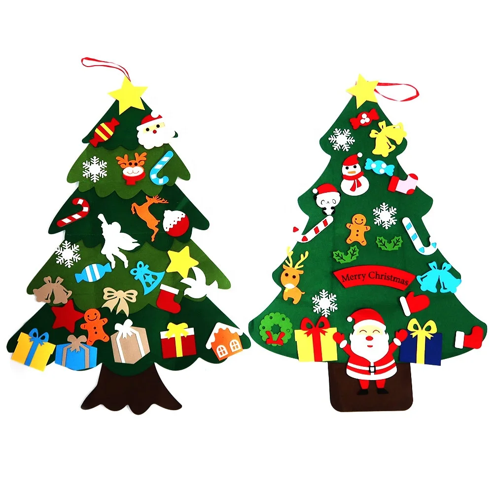 wholesale DIY felt Christmas tree decoration For Kids Ornament Hanging Wall Gift in stock
