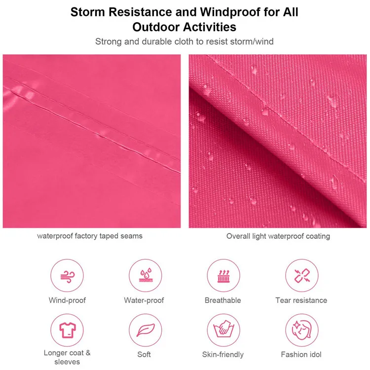 Hooded Rain Jacket for Adults Waterproof Reusable Plastic Central Raincoat Vinyl  Rainwear