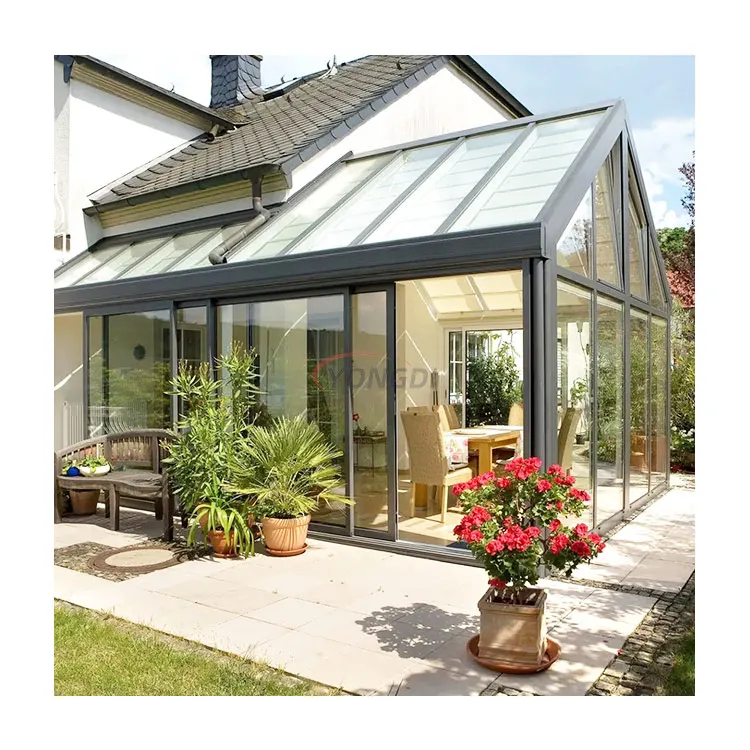 Foshan supplier customized commercial curved glass winter garden soundproof solarium outdoor aluminum sunroom