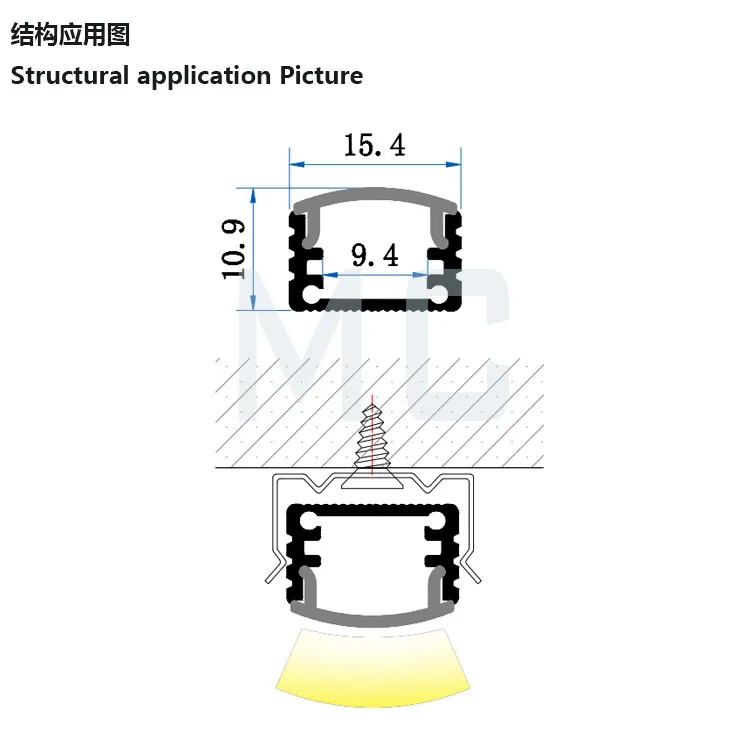 Housing OEM manufacturer 15mmx11mm hanging housing 100mm width 25mm aluminium led profile direct connection for led strip