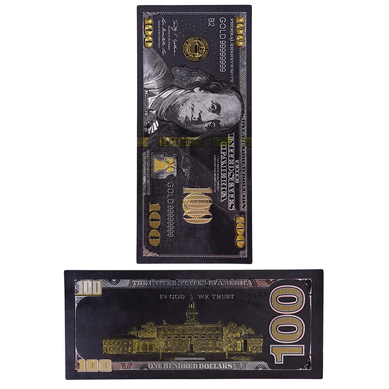 custom black USA 100dollar bills waterproof  US dollars black gold foil plastic collection gift sets USA banknotes