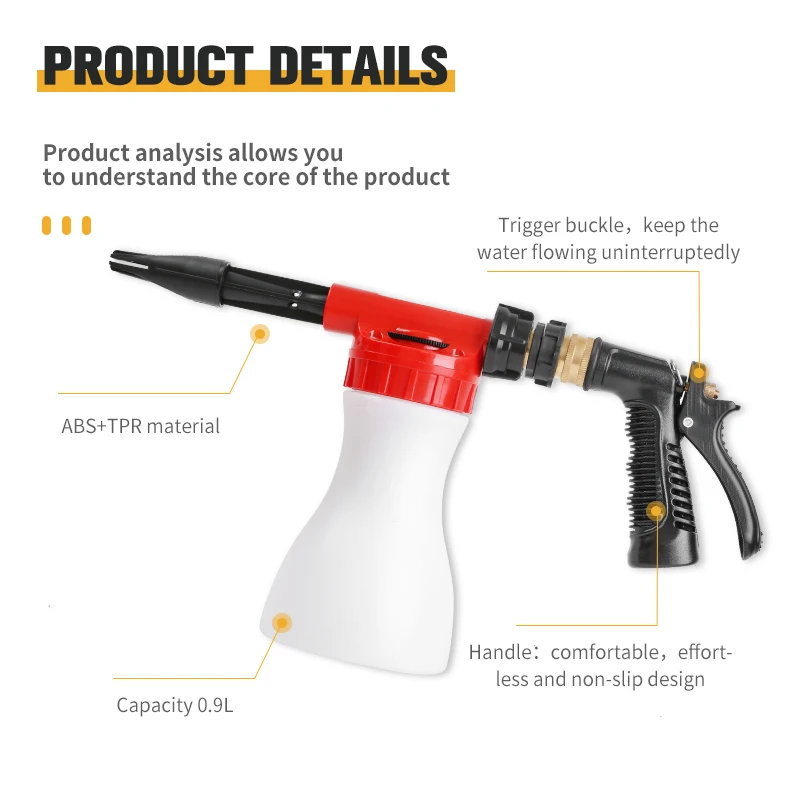 2023 Adjustable Low Pressure Car Washer Washing Tool Spray Gun Nozzle Foam Gun Outdoor garden watering water gun is good,