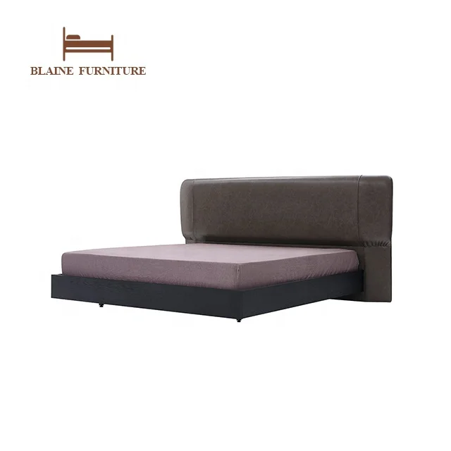 Modern Head Tufted Queen Size Leather Frame Double Platform Brown Color Leather Upholstered Bed