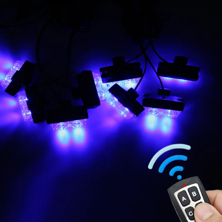 Biaochi 12 Volt 24V 16 LED Grill Strobe Lights Kit For Tow Truck Grille Warning Lights Emergency Flashing Lamp Wireless Control