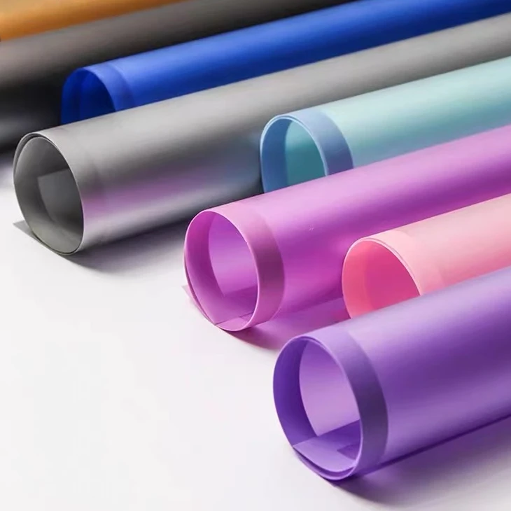 Hot Sale  wholesale Flower Wrapping Paper Subtransparent Colorful Plastic Packing Film With Line Printing In Edge