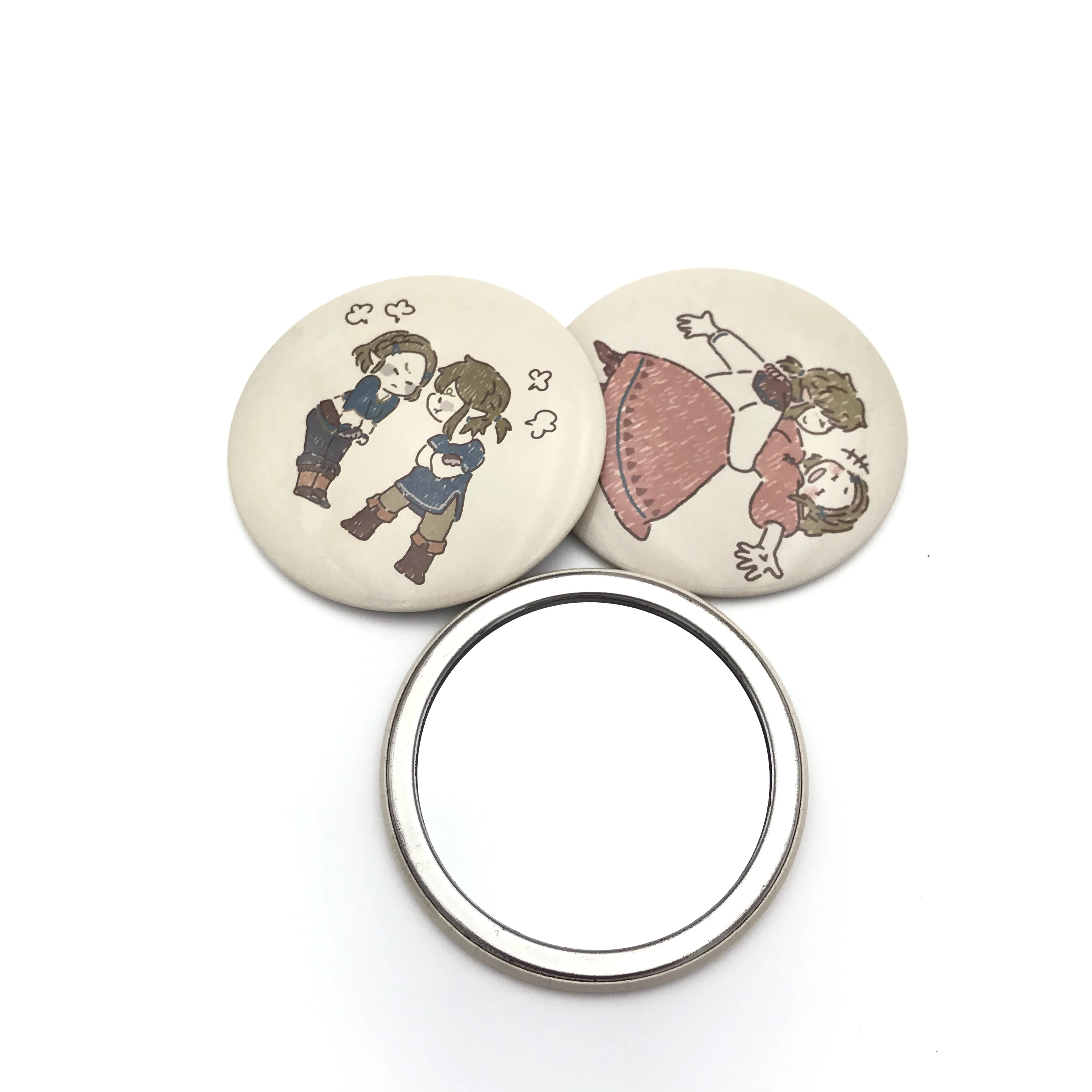 Round Tinplate Compact Mirror with Custom Print Metal Pocket Mirror for Makeup Portable and Perfect for On-the-Go