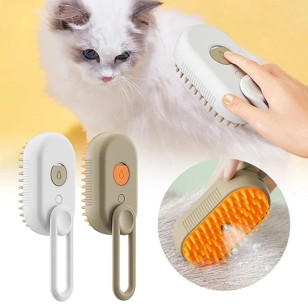 Self Cleaning Cat Steam Brush for Massage Rechargeable Cat Slicker Brush With Liquid Inlet
