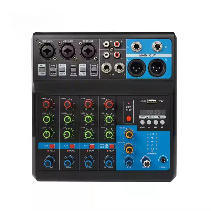 Пластиковый 5-канальный мини-микшер для караоке