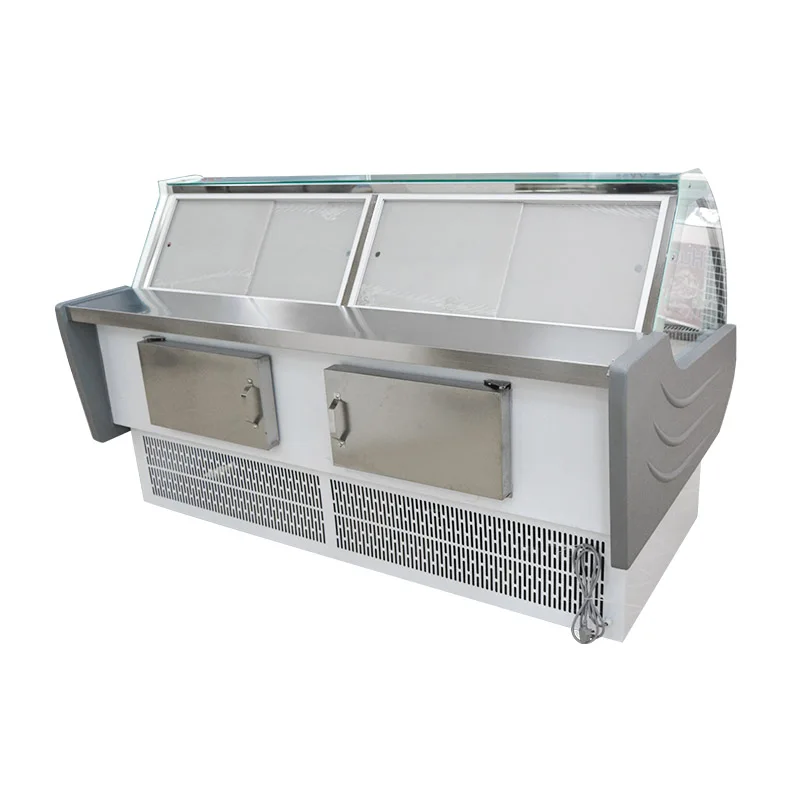 1.5 meter modern cabinet food meat chiller curved glass display