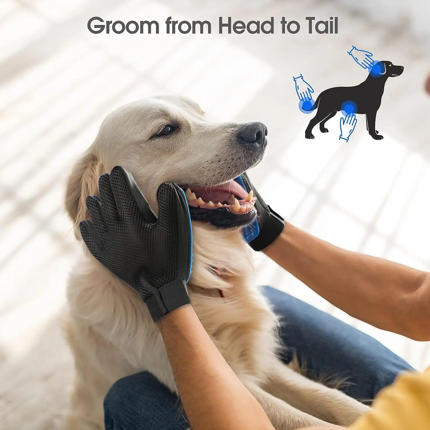Efficient Silicone Pet Dog Grooming Cleaning Gloves Cat Brushes Hair Remover Mittens for Gentle Shedding