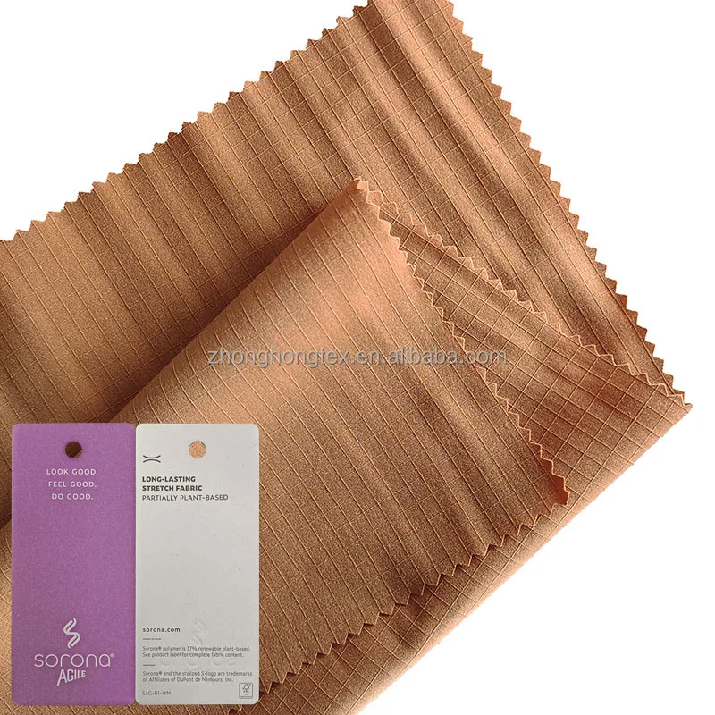 Eco-friendly 100% Sorona T400 Woven Stretch Ripstop Fabric Anti-Bacteria Waterproof Breathable For Shirts