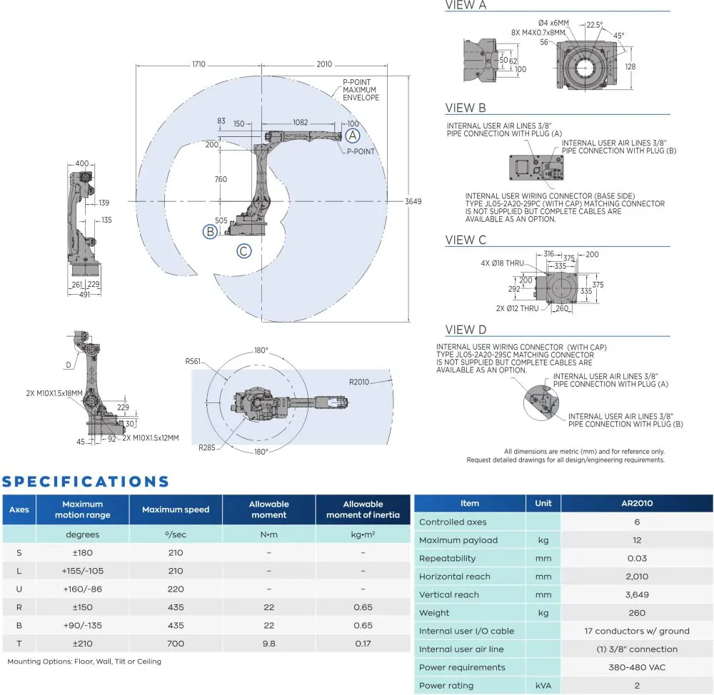 Автоматический промышленный робот Yaskawa Motoman AR2010 с другими дуговой сваркой RD350S для сварки как сварочный аппарат