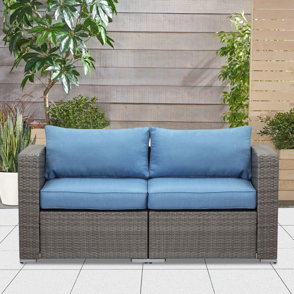 Grey Rattan Wicker Modern Twin Navy Blue Couch Small Sleeper Sofa For Small Spaces Furniture