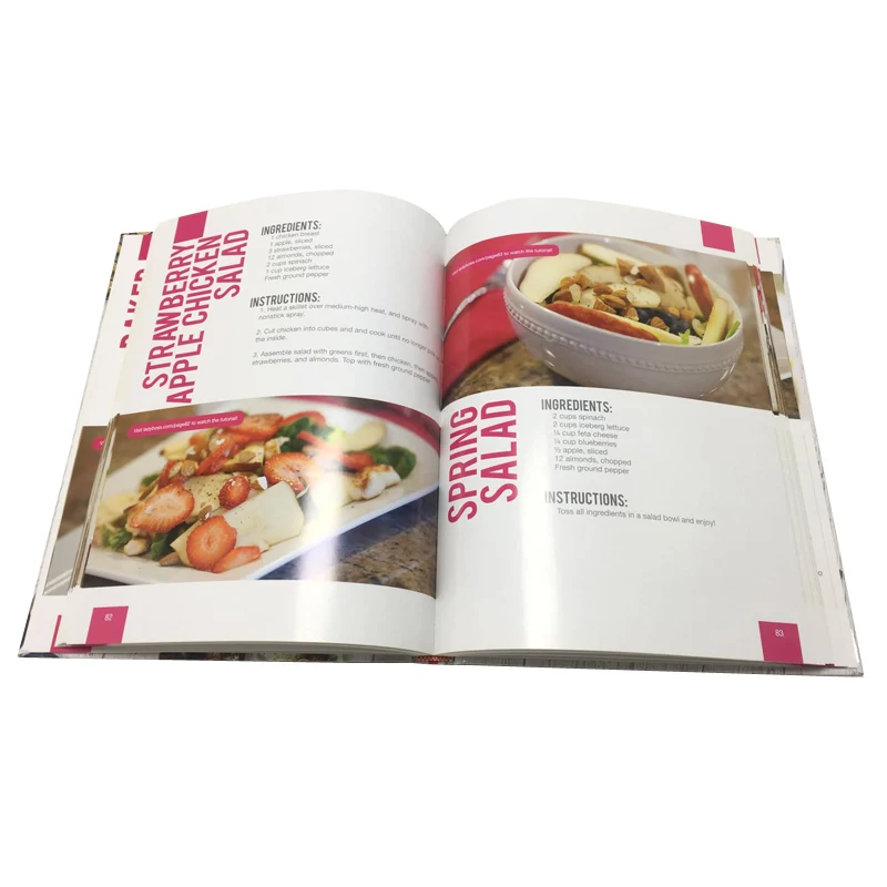 Glossy Hardback Full Color Printing Fitness Daily Diet Journal Cookbook Hard Cover Meal Prep Magazine Recipe Book