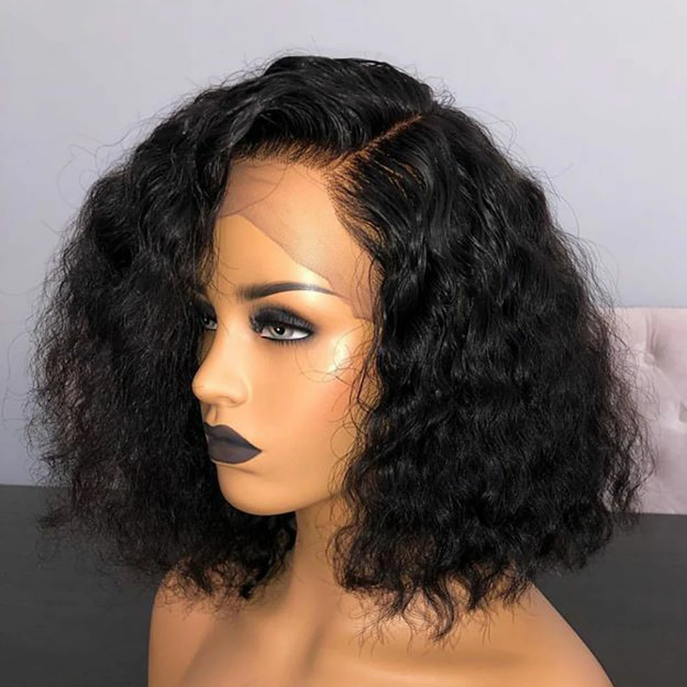 
Wholesale price factory Curly Hair Bob 13x6 deep wave wig Frontal Lace Bob human hair wigs lace front wigs 