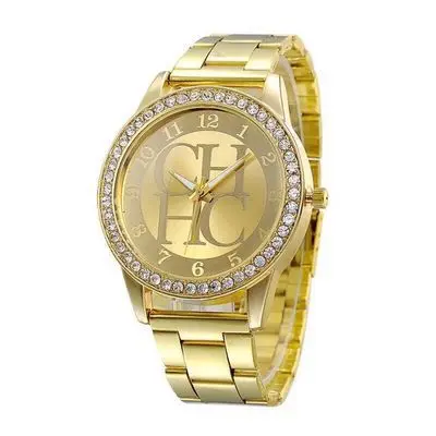 
new egarek Hot Sale Luxury Brand CH Women Casual Dress Quartz Watch Fashion Gold Full Steel Crystal Bear Lady Watch Reloj 